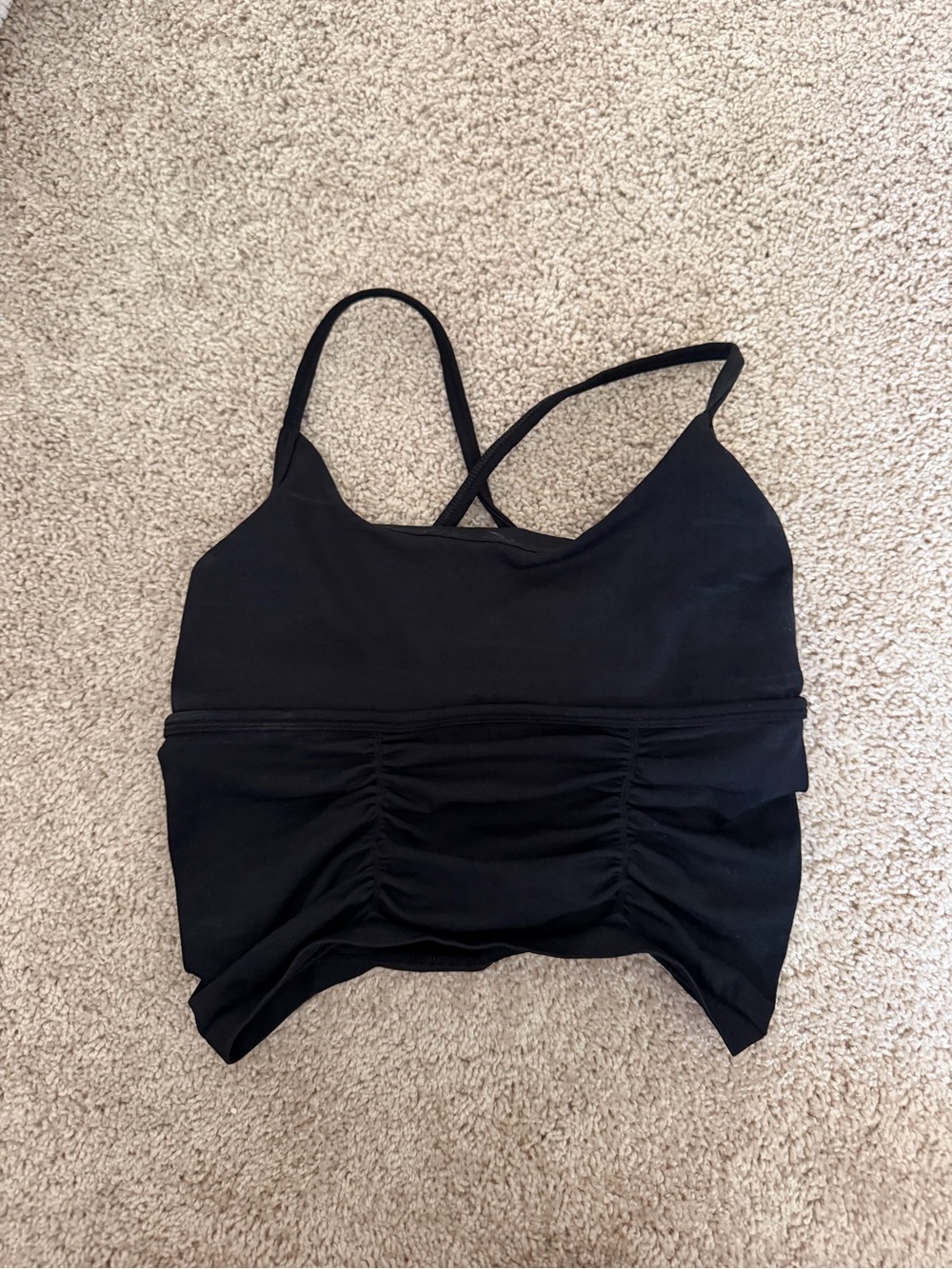 Free People Black Ruched Strappy Women's Tank Top